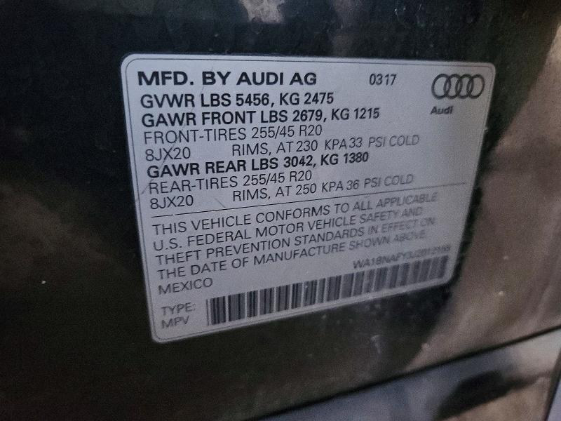 Photo 14 from auction – 2018 AUDI Q5 PREMIUM with VIN WA1BNAFY3J2012155