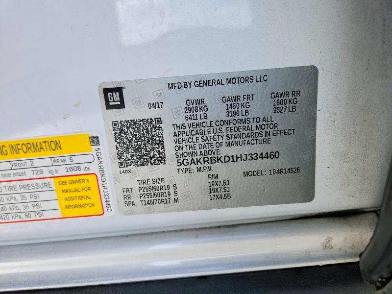 Photo 14 from auction – 2017 BUICK ENCLAVE with VIN 5GAKRBKD1HJ334460
