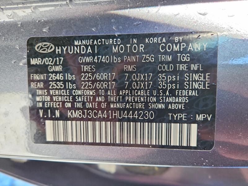 Photo 14 from auction – 2017 HYUNDAI TUCSON LIM with VIN KM8J3CA41HU444230