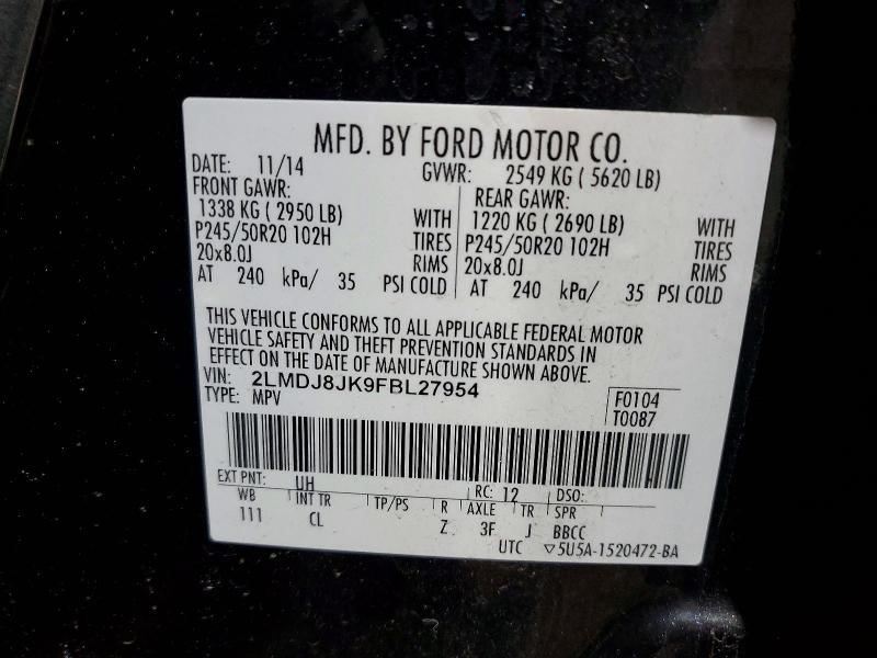 Photo 14 from auction – 2015 LINCOLN MKX with VIN 2LMDJ8JK9FBL27954