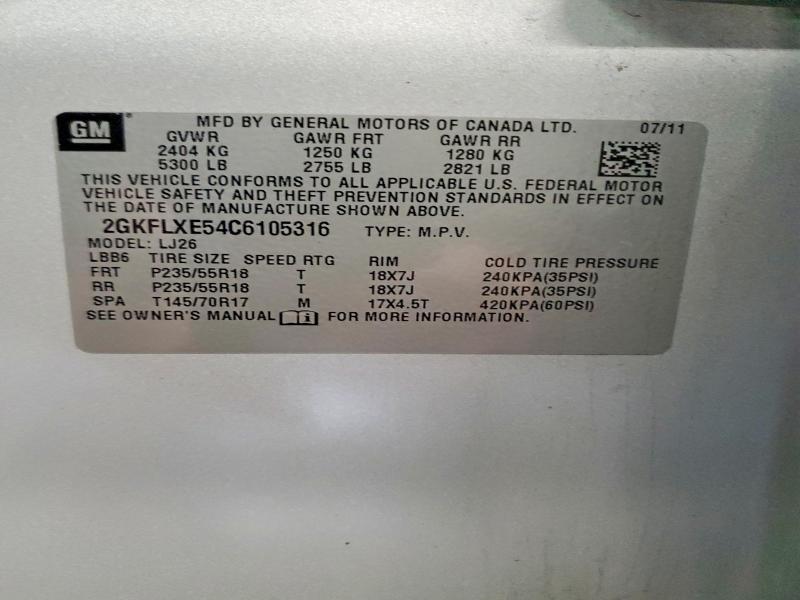 Photo 14 from auction – 2012 GMC TERRAIN SL with VIN 2GKFLXE54C6105316