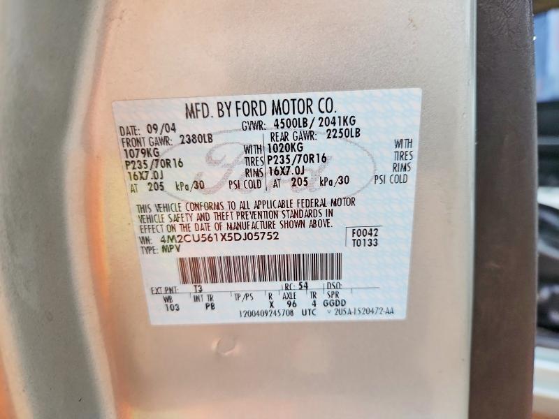 Photo 14 from auction – 2005 MERCURY MARINER with VIN 4M2CU561X5DJ05752