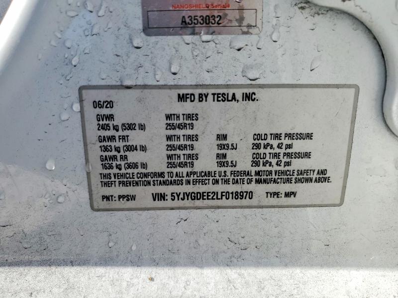 Photo 14 from auction – 2020 TESLA MODEL Y with VIN 5YJYGDEE2LF018970