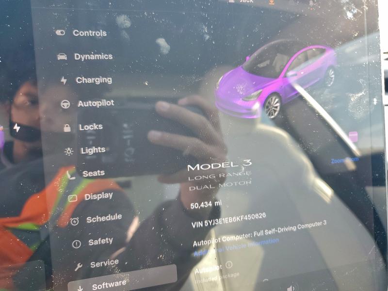 Photo 9 from auction – 2019 TESLA MODEL 3 with VIN 5YJ3E1EB6KF450626