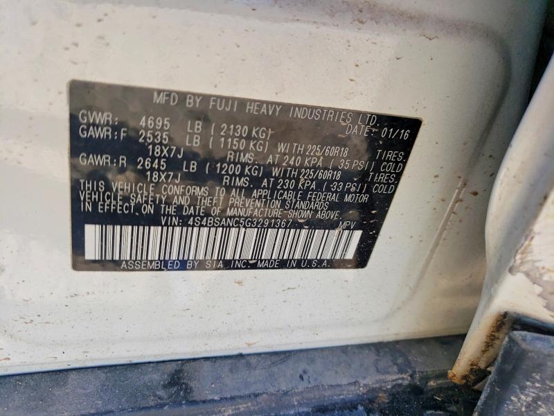 Photo 14 from auction – 2016 SUBARU OUTBACK with VIN 4S4BSANC5G3291367