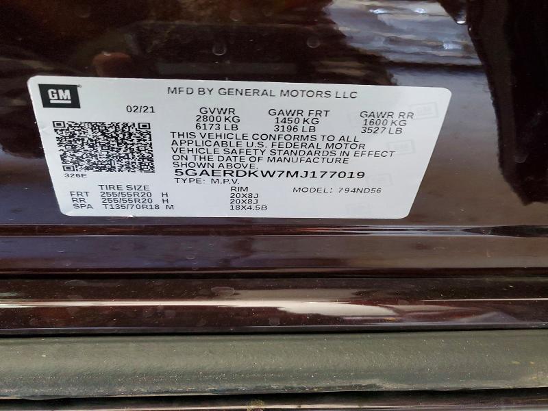Photo 14 from auction – 2021 BUICK ENCLAVE AV with VIN 5GAERDKW7MJ177019