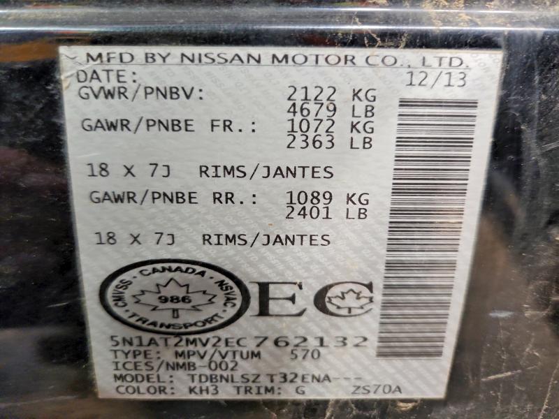 Photo 14 from auction – 2014 NISSAN ROGUE with VIN 5N1AT2MV2EC762132
