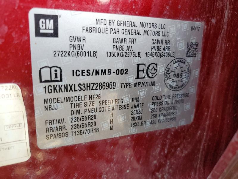 Photo 14 from auction – 2017 GMC ACADIA DEN with VIN 1GKKNXLS3HZ286969