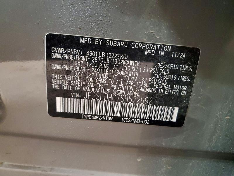 Photo 14 from auction – 2025 SUBARU FORESTER S with VIN JF2SLDHC7SH522992
