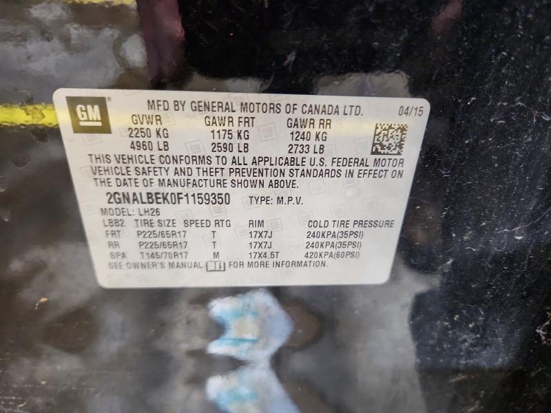 Photo 14 from auction – 2015 CHEVROLET EQUINOX with VIN 2GNALBEK0F1159350