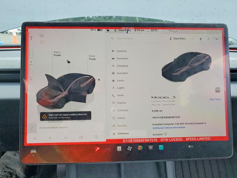 Photo 9 from auction – 2025 TESLA MODEL 3 with VIN 5YJ3E1EB8SF997235