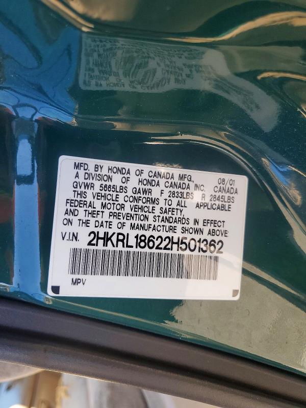 Photo 14 from auction – 2002 HONDA ODYSSEY EX with VIN 2HKRL18622H501362