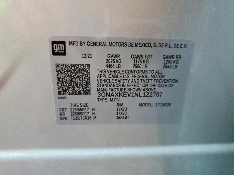 Photo 14 from auction – 2022 CHEVROLET EQUINOX with VIN 3GNAXKEV1NL122707