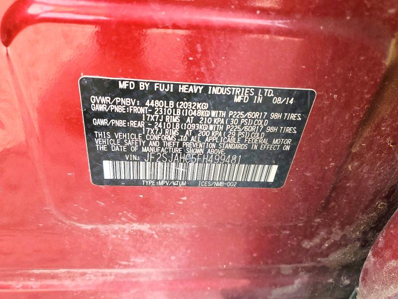 Photo 14 from auction – 2015 SUBARU FORESTER 2 with VIN JF2SJAHC5FH499481