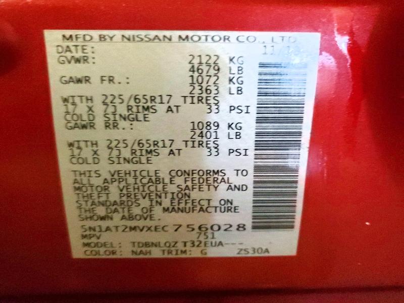 Photo 14 from auction – 2014 NISSAN ROGUE S with VIN 5N1AT2MVXEC756028