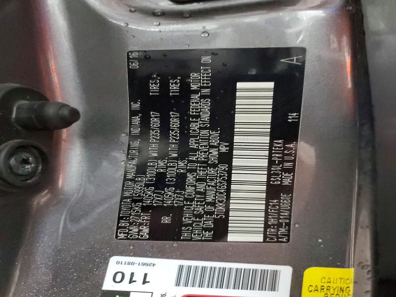 Photo 14 from auction – 2016 TOYOTA SIENNA LE with VIN 5TDKK3DC4GS753790