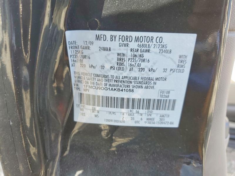 Photo 14 from auction – 2010 FORD ESCAPE XLT with VIN 1FMCU9DG1AKB41058