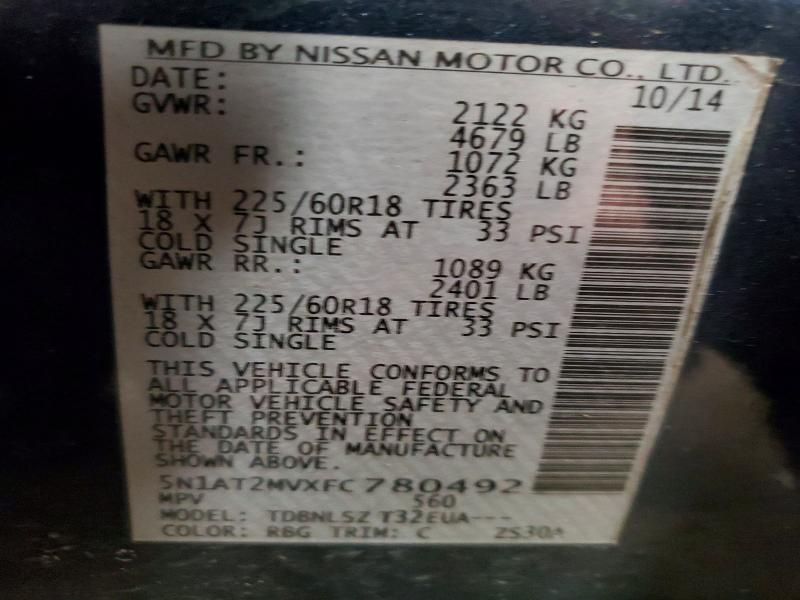Photo 14 from auction – 2015 NISSAN ROGUE S with VIN 5N1AT2MVXFC780492