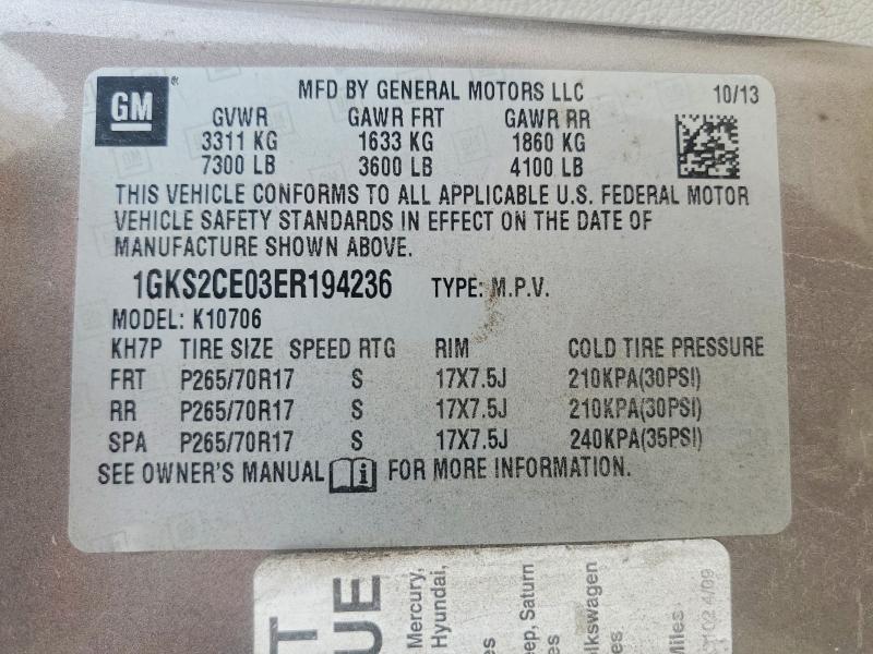 Zdjęcie 14 z aukcji – 2014 GMC YUKON SLT z VIN 1GKS2CE03ER194236