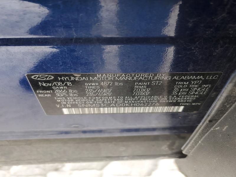 Photo 14 from auction – 2019 HYUNDAI SANTA FE with VIN 5NMS3CAD0KH062276