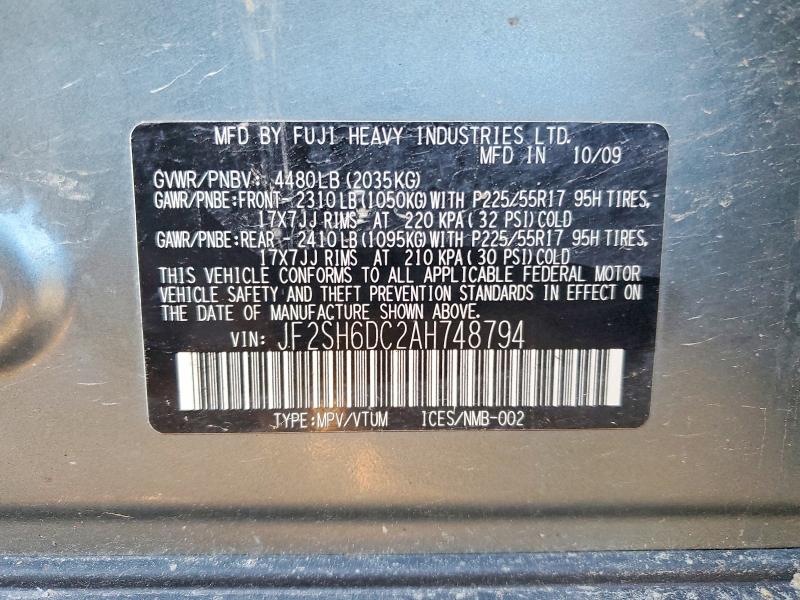 Photo 14 from auction – 2010 SUBARU FORESTER 2 with VIN JF2SH6DC2AH748794