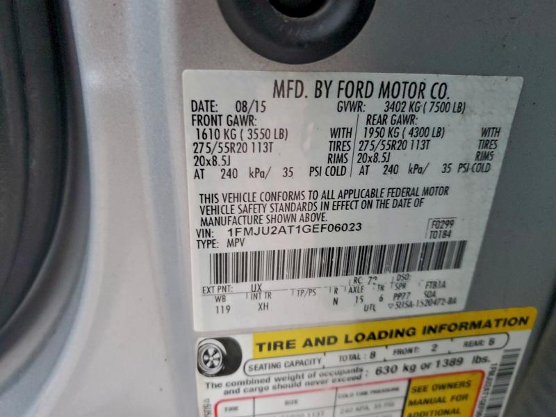 Photo 14 from auction – 2016 FORD EXPEDITION with VIN 1FMJU2AT1GEF06023