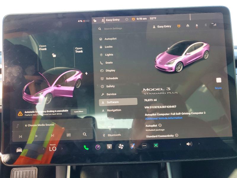 Photo 9 from auction – 2019 TESLA MODEL 3 with VIN 5YJ3E1EA3KF426467