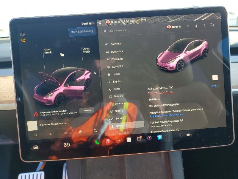 Photo 9 from auction – 2023 TESLA MODEL Y with VIN 7SAYGDEF0PF829278
