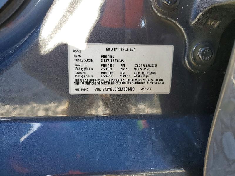Photo 14 from auction – 2020 TESLA MODEL Y with VIN 5YJYGDEF2LF001420