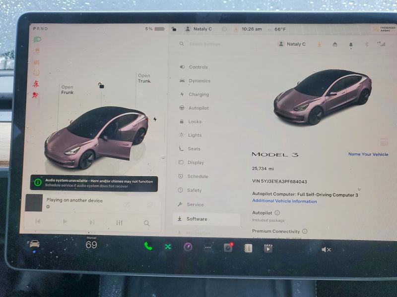 Photo 9 from auction – 2023 TESLA MODEL 3 with VIN 5YJ3E1EA3PF684043
