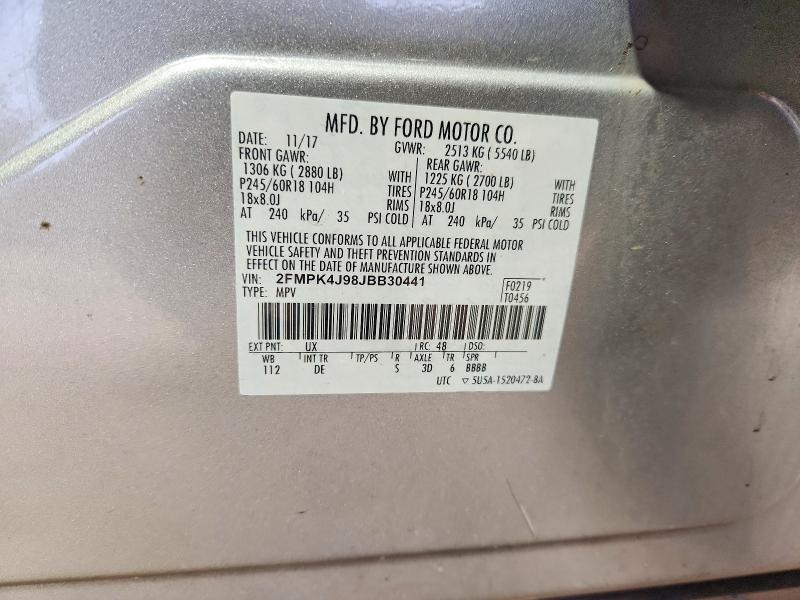 Photo 14 from auction – 2018 FORD EDGE with VIN 2FMPK4J98JBB30441