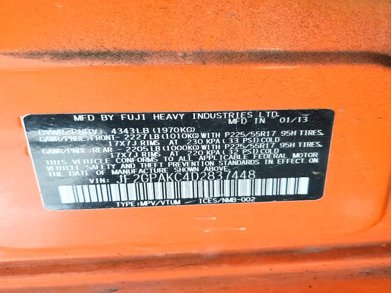Photo 14 from auction – 2013 SUBARU XV CROSSTR with VIN JF2GPAKC4D2837448