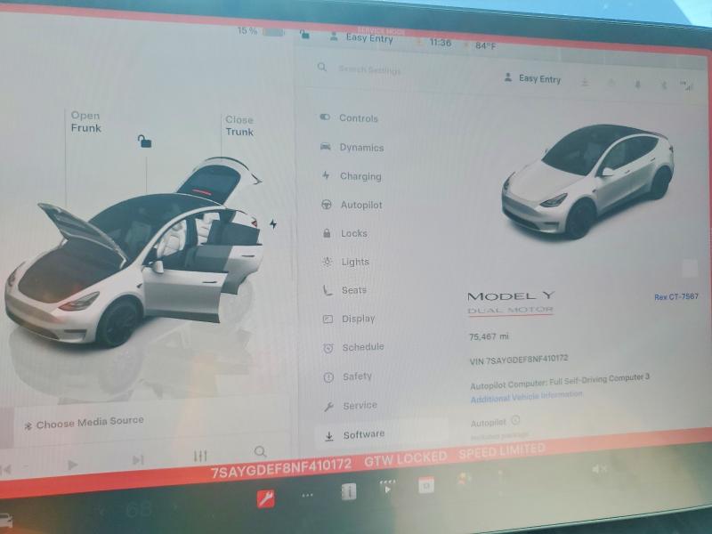 Photo 9 from auction – 2022 TESLA MODEL Y with VIN 7SAYGDEF8NF410172
