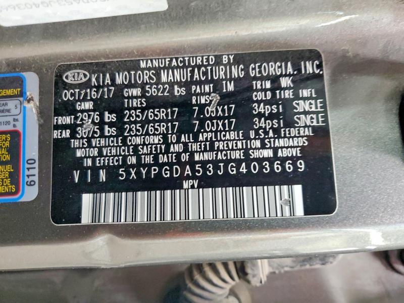 Photo 14 from auction – 2018 KIA SORENTO LX with VIN 5XYPGDA53JG403669