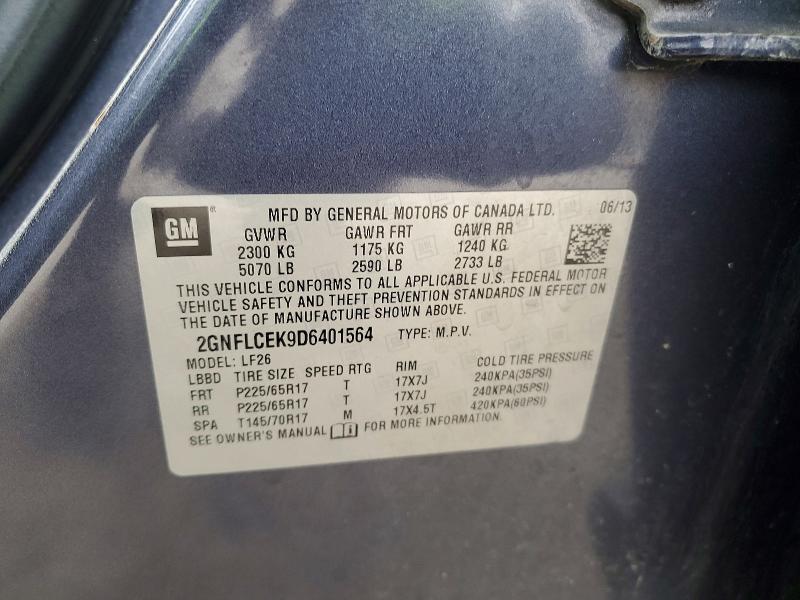 Photo 14 from auction – 2013 CHEVROLET EQUINOX with VIN 2GNFLCEK9D6401564
