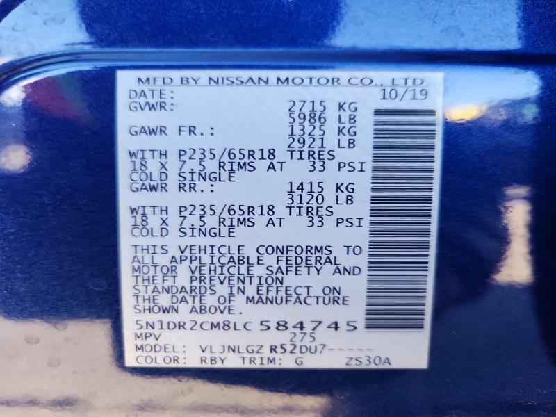 Photo 14 from auction – 2020 NISSAN PATHFINDER with VIN 5N1DR2CM8LC584745