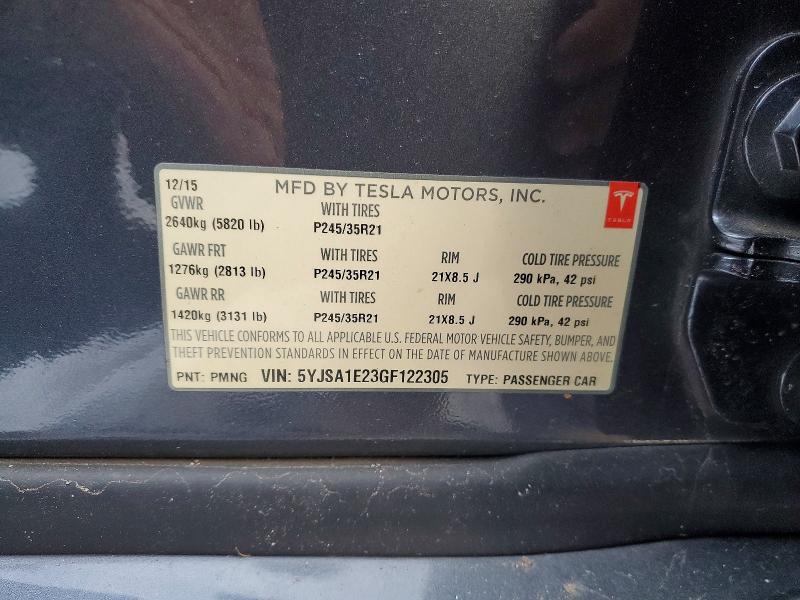 Photo 14 from auction – 2016 TESLA MODEL S with VIN 5YJSA1E23GF122305