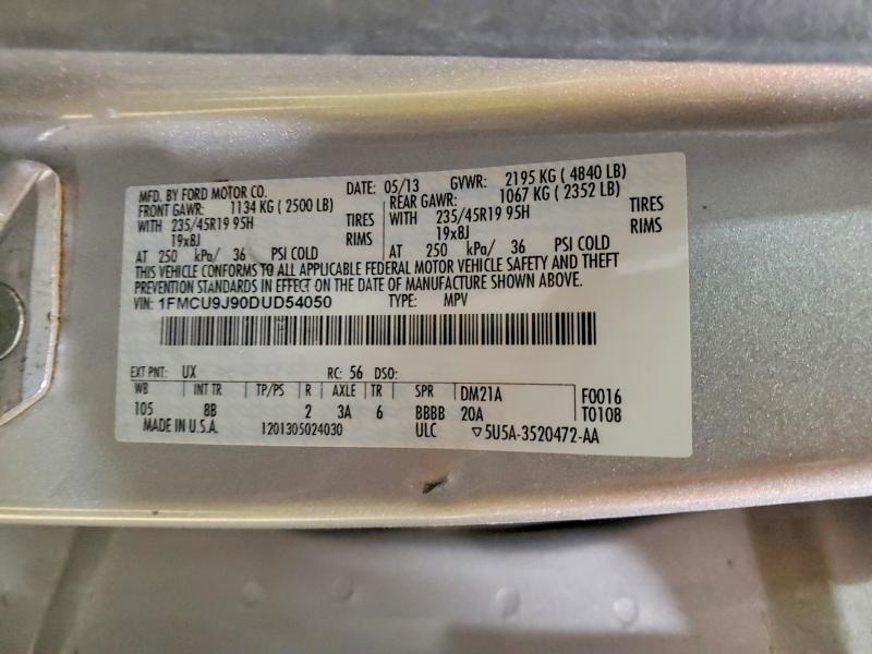 Photo 14 from auction – 2013 FORD ESCAPE with VIN 1FMCU9J90DUD54050