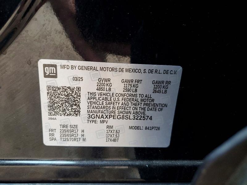 Photo 14 from auction – 2025 CHEVROLET EQUINOX LT with VIN 3GNAXPEG8SL322574