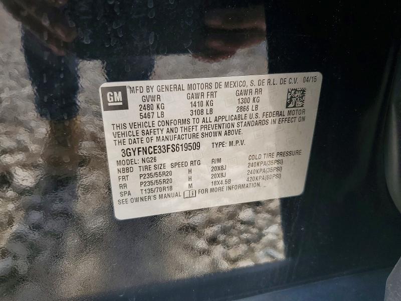 Photo 14 from auction – 2015 CADILLAC SRX with VIN 3GYFNCE33FS619509