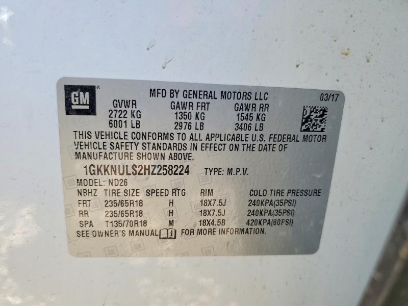 Photo 14 from auction – 2017 GMC ACADIA with VIN 1GKKNULS2HZ258224