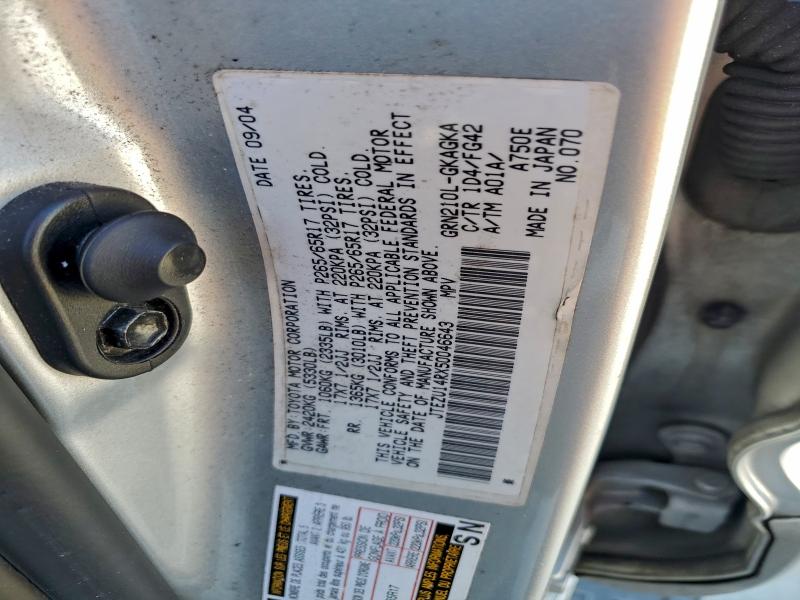 Photo 14 from auction – 2005 TOYOTA 4RUNNER SR with VIN JTEZU14RX50046643