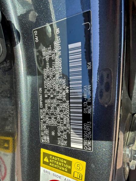 Photo 10 from auction – 2010 LEXUS RX 450H with VIN JTJZB1BA5A2003394