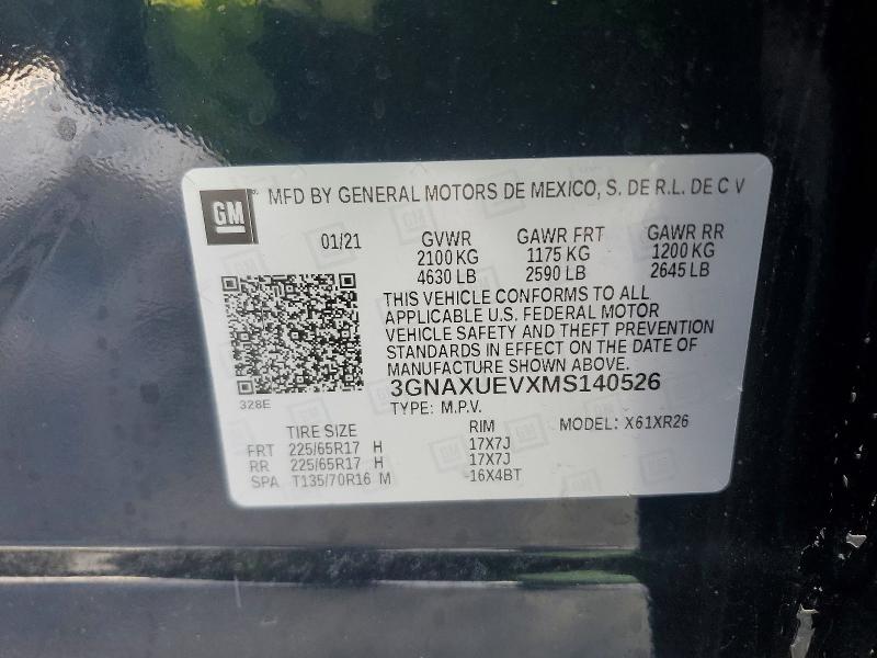 Photo 14 from auction – 2021 CHEVROLET EQUINOX LT with VIN 3GNAXUEVXMS140526