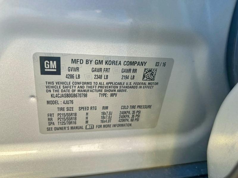 Photo 10 from auction – 2016 BUICK ENCORE with VIN KL4CJASB0GB670798