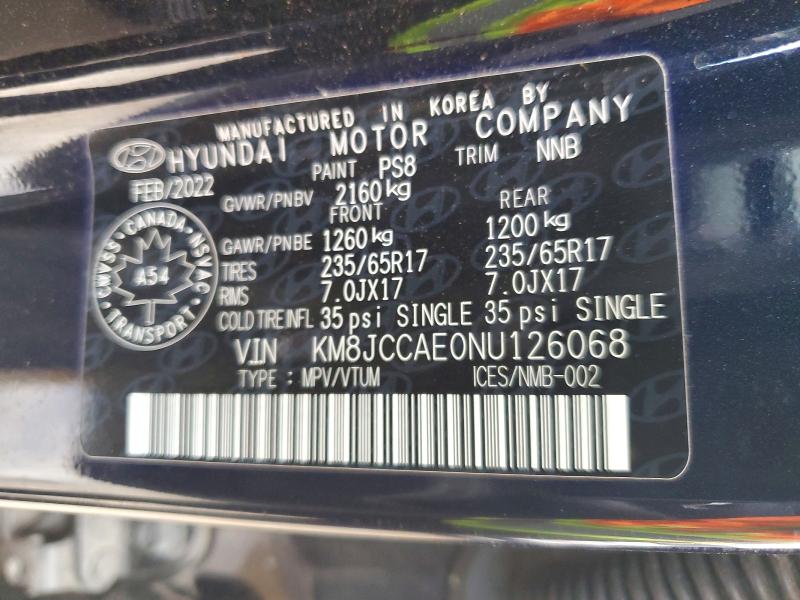 Photo 14 from auction – 2022 HYUNDAI TUCSON with VIN KM8JCCAE0NU126068