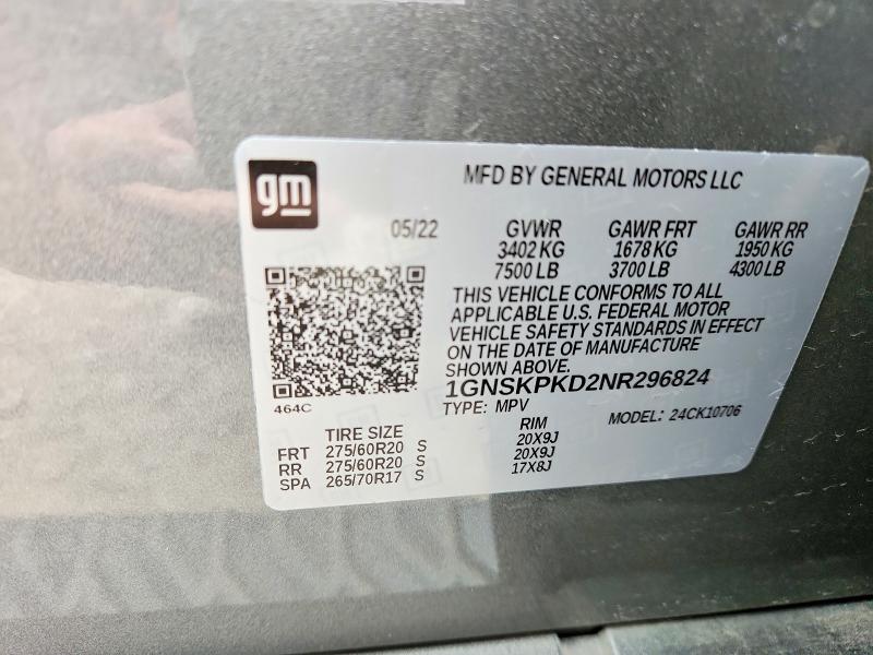Photo 14 from auction – 2022 CHEVROLET TAHOE K150 with VIN 1GNSKPKD2NR296824