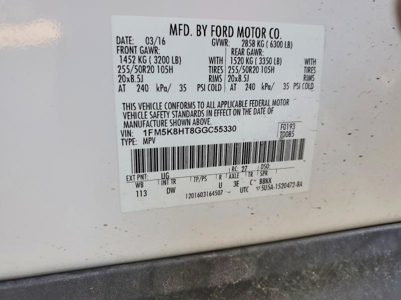 Photo 14 from auction – 2016 FORD EXPLORER with VIN 1FM5K8HT8GGC55330