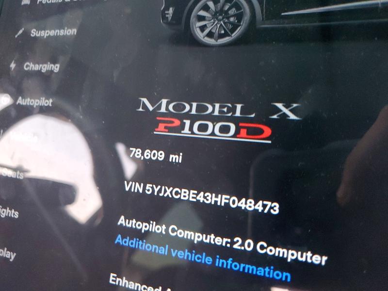 Photo 9 from auction – 2017 TESLA MODEL X with VIN 5YJXCBE43HF048473