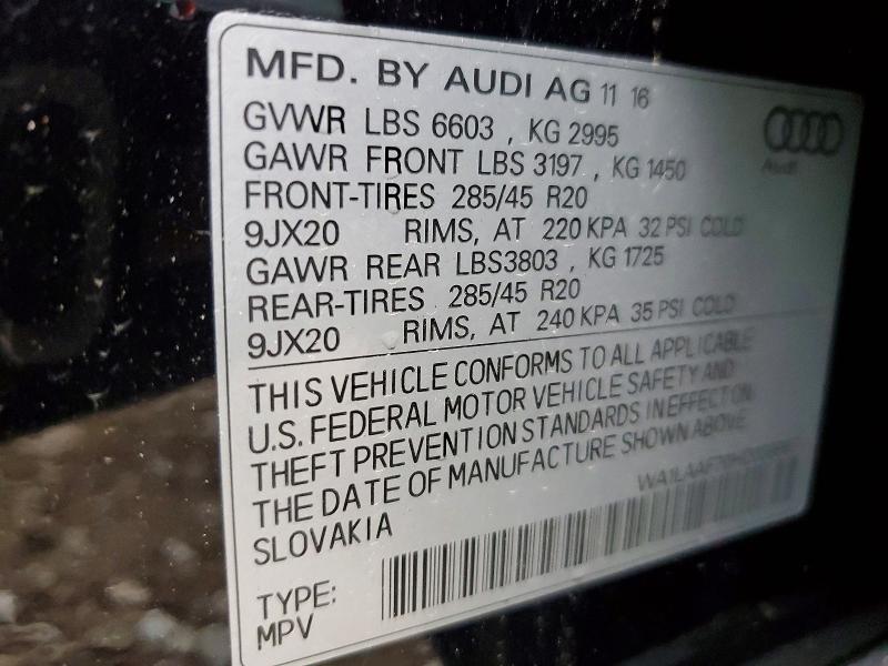 Photo 14 from auction – 2017 AUDI Q7 PREMIUM with VIN WA1LAAF70HD036967